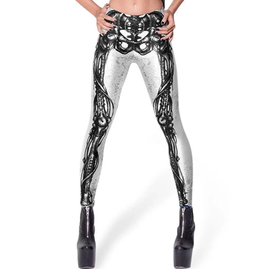Gothic Leggings 3D Schädelknochen – Bild 6