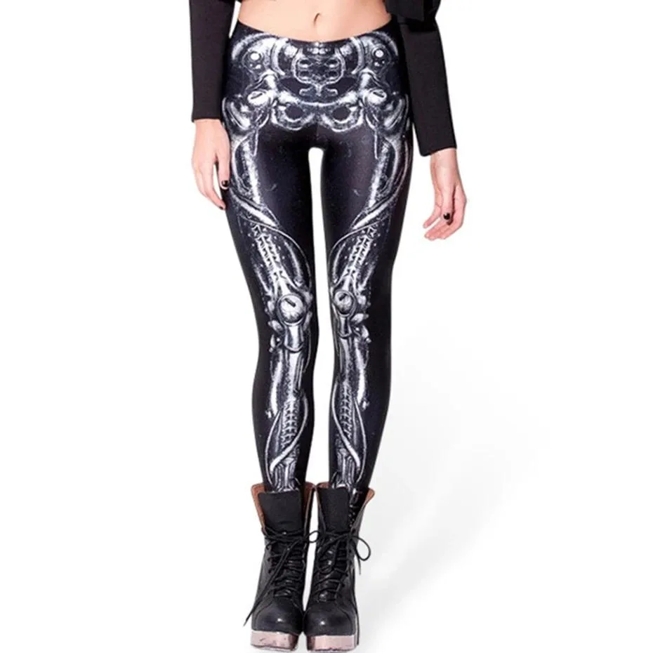 Gothic Leggings 3D Schädelknochen – Bild 5