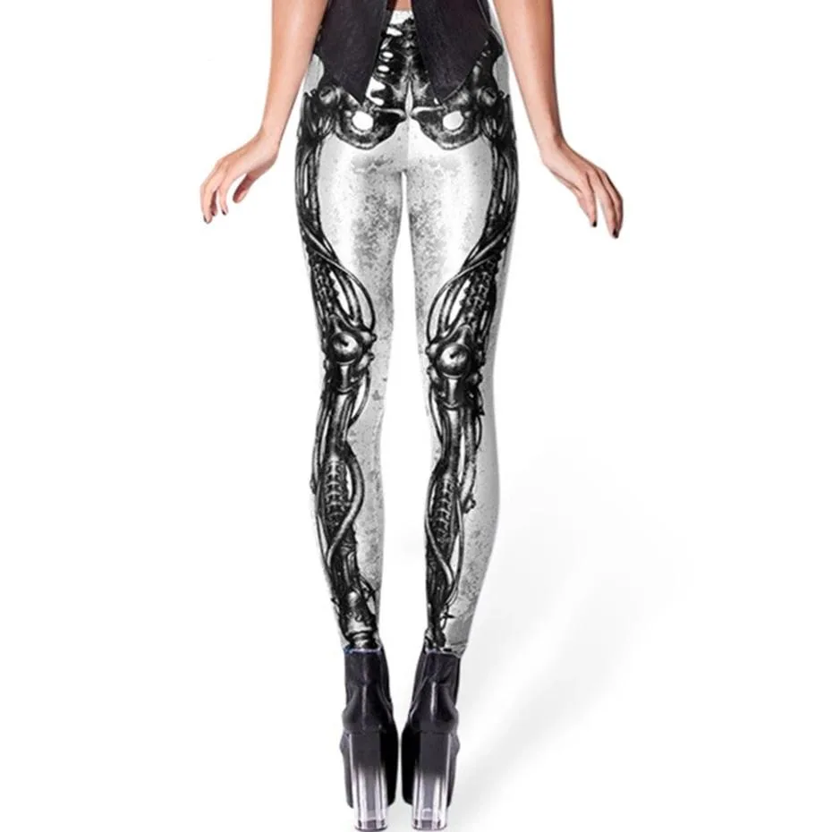 Gothic Leggings 3D Schädelknochen – Bild 2