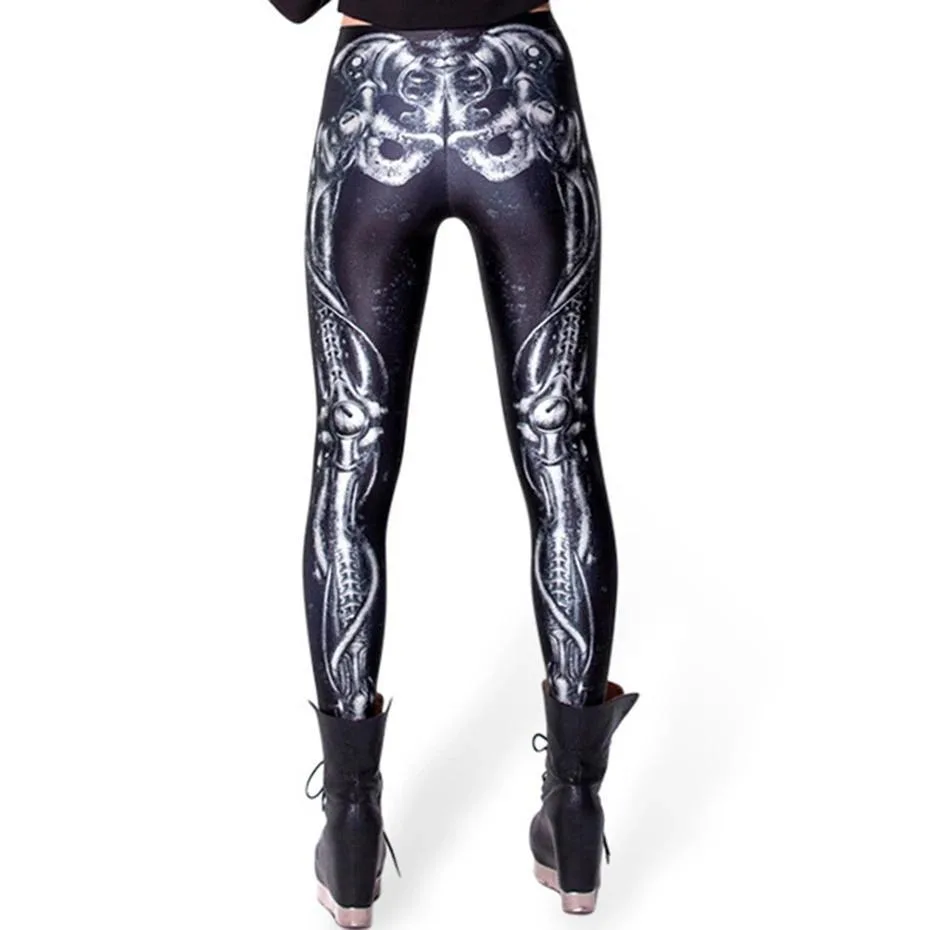 Gothic Leggings 3D Schädelknochen – Bild 3