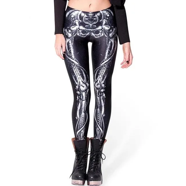 Gothic Leggings 3D Schädelknochen – Bild 4