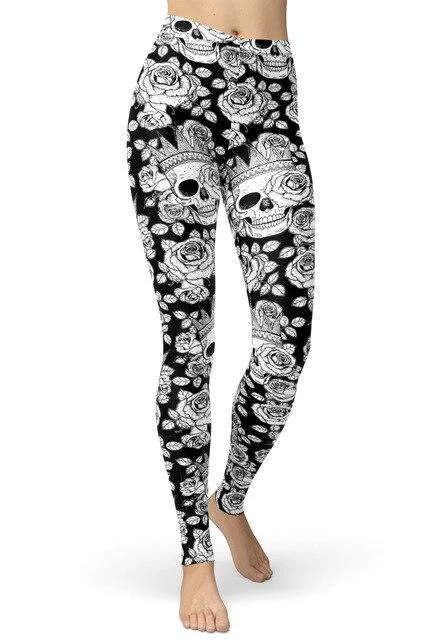 Gothic Leggings Schwebender Totenkopf – Bild 4