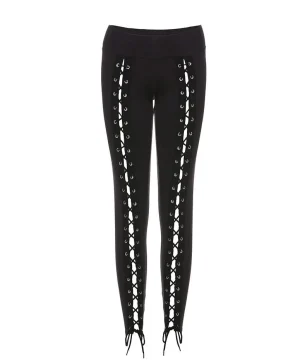 Gothic Leggings Schwarz mit Spitze