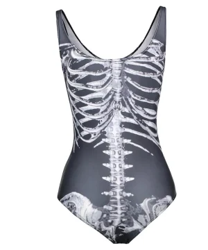 Gothic Badeanzug Skelett Print