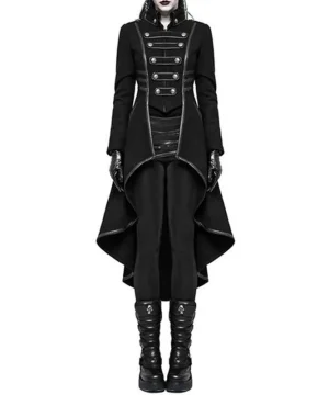 Gothic Mantel Schwarzer, dünner, schlichter, plissierter Mantel