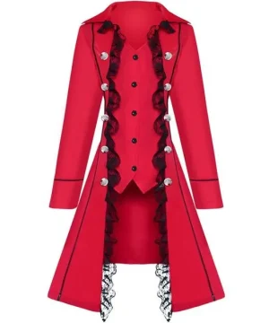 Gothic Mantel Schwarz mit Spitze