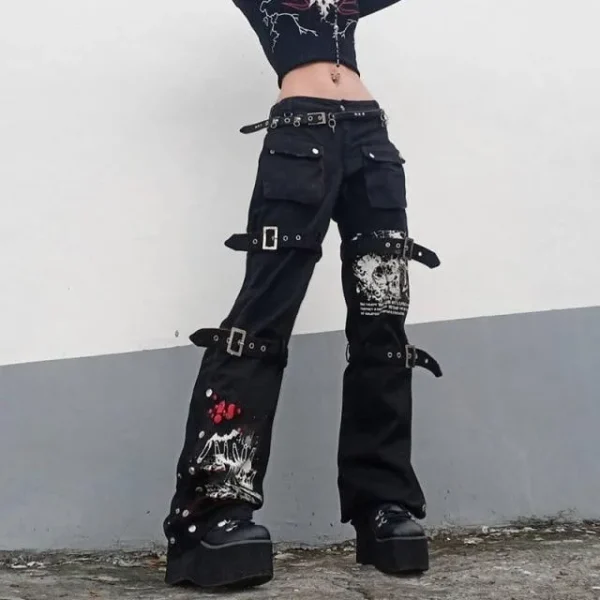 Asymmetrisk Gothic Nederdel Med Shorts Og Baelte