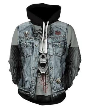 Gothic Pullover Totenkopf Print