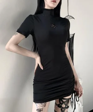 Gothic Kleid mit Rollkragen