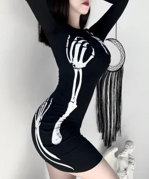 Gothic Kleid Totenkopf