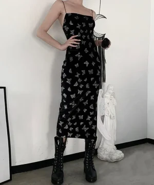 Gothic Kleid Schlitz Schmetterling