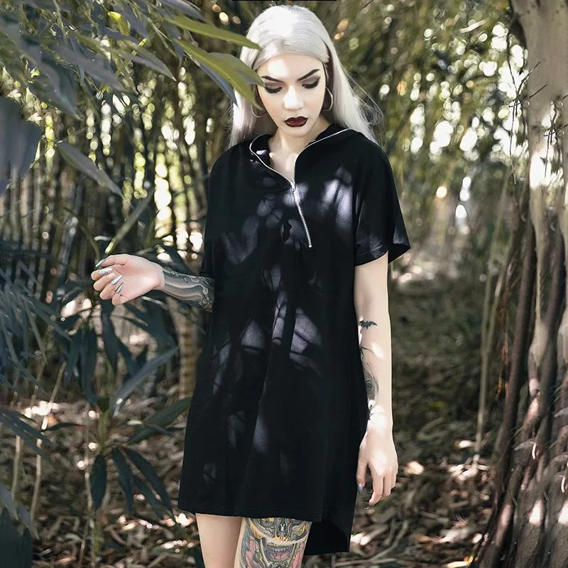 Gothic Punkkleid mit Kapuze – Bild 2
