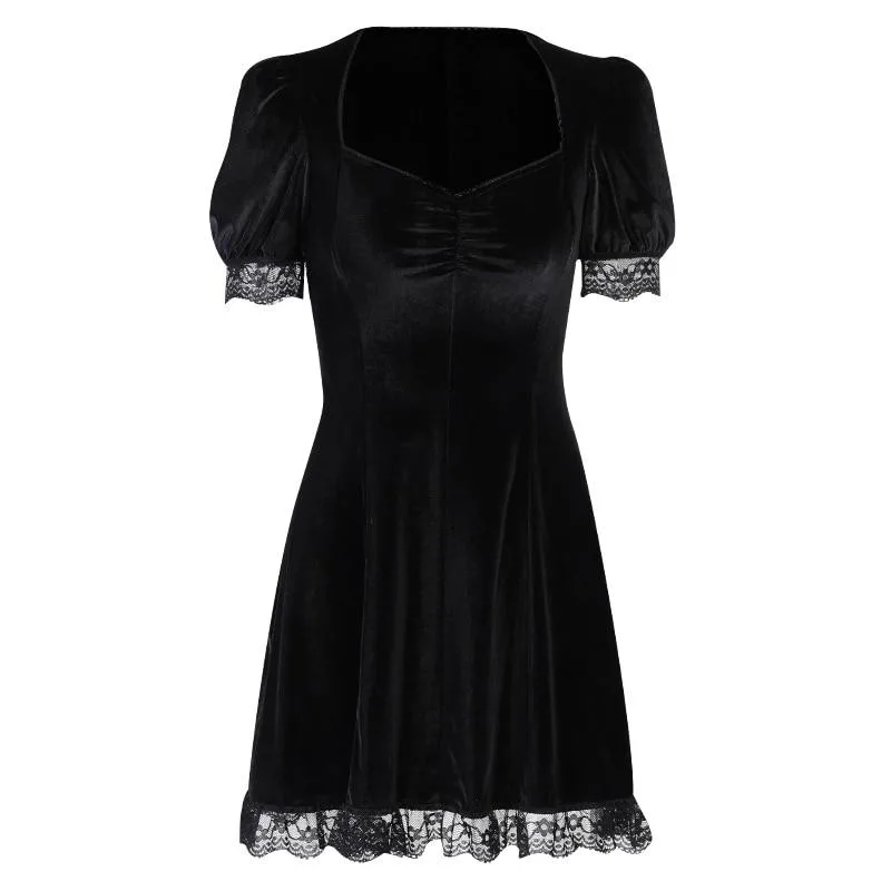 Gothic Kleid Samt und Spitze – Bild 3