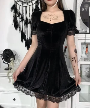 Gothic Kleid Samt und Spitze