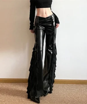 Gothic Schlaghose mit Rüschen