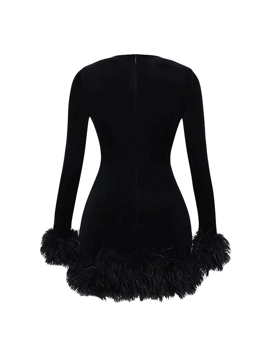 Gothic Minikleid aus gefiedertem Samt – Bild 3