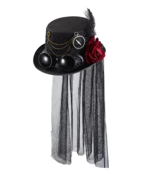 Steampunk-Zylinder mit Goggles und Rose