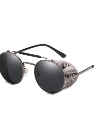 Retro-Runde Sonnenbrille mit Seitenschutz