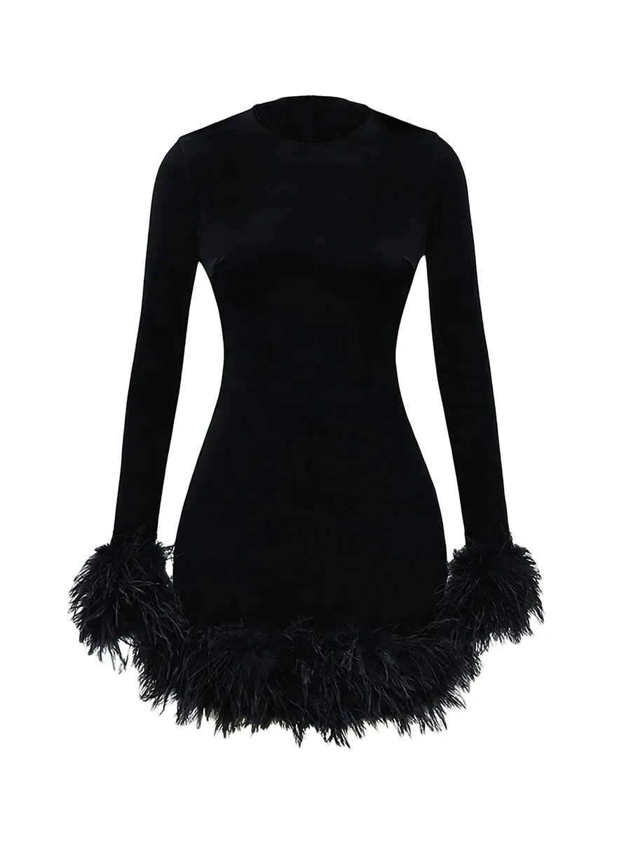 Gothic Minikleid aus gefiedertem Samt – Bild 2