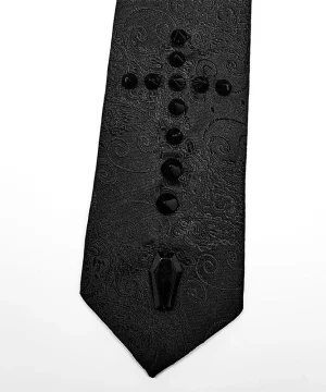 Schwarze Krawatte mit Kreuzdesign aus Schmucksteinen