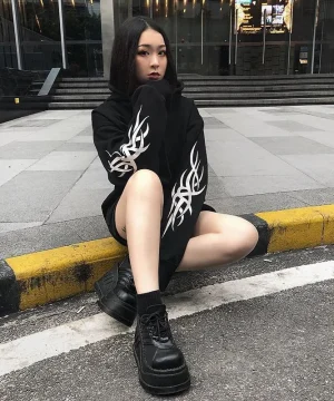 Gothic Kurzes reflektierendes Sweatshirt