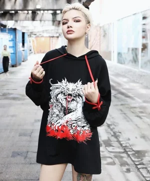 Gothic Sweatshirt Totenkopf Print