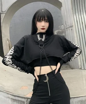 Gothic Reflektierendes Ketten Sweatshirt