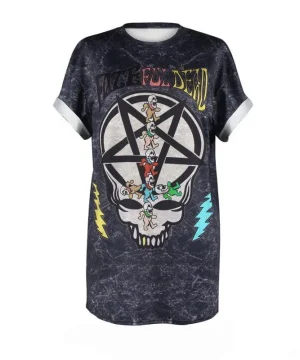 Gothic T Shirt Totenkopf Pentagramm