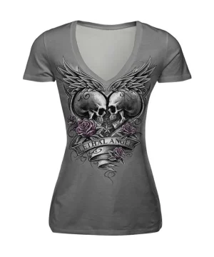 Gothic T Shirt Graue Streetwear