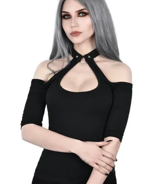 Gothic Oberteil mit Rundhalsausschnitt