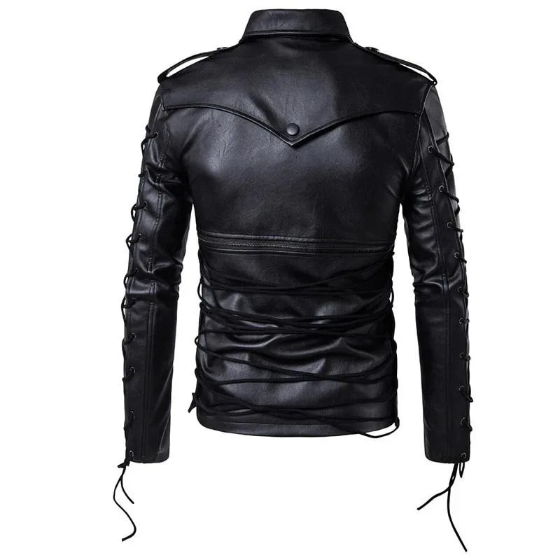 Gothic Lederjacke mit Umlegekragen