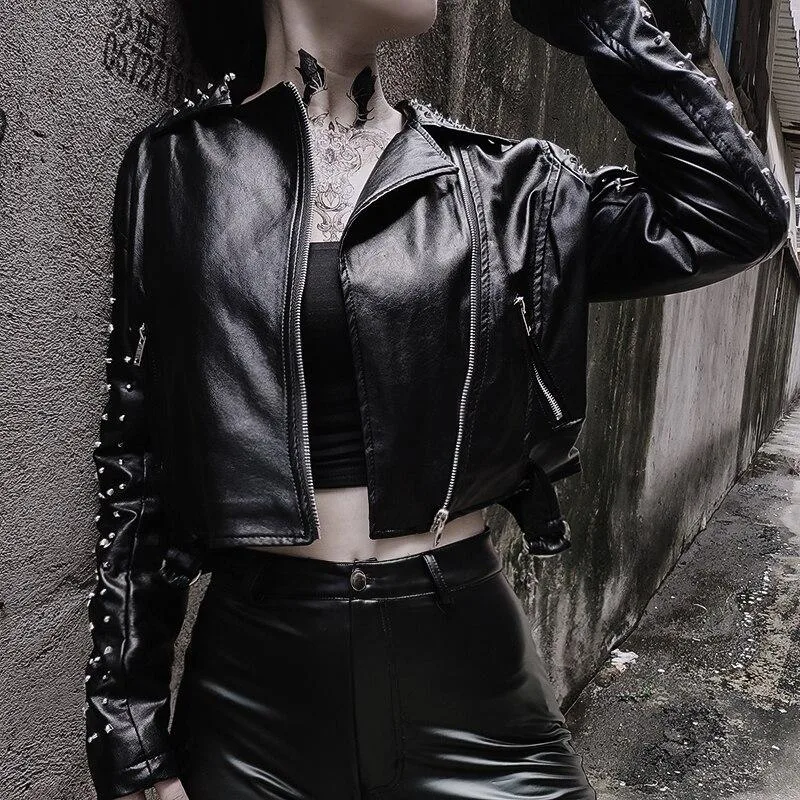 Gothic Jacke Leder mit Niete