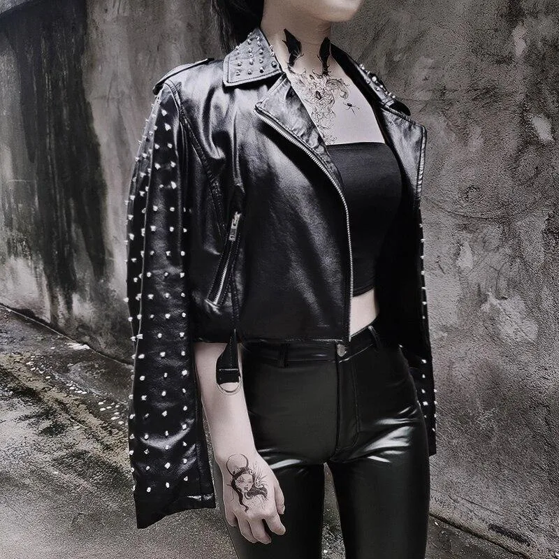 Gothic Jacke Leder mit Niete – Bild 2