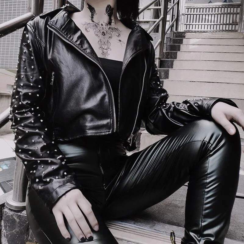 Gothic Jacke Leder mit Niete – Bild 3