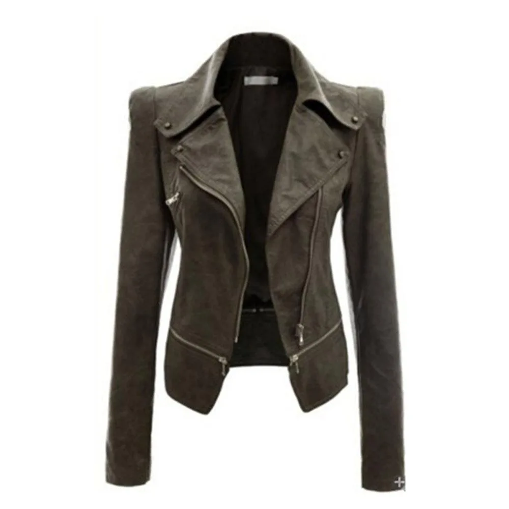 Gothic Jacke mit Reißverschlüssen (Kunstleder) – Bild 4