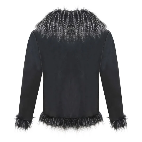 Giacca chiodo effetto pelle con faux fur Bambina, Nero | Milano