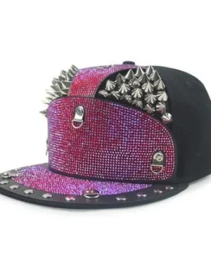 Gothic-Basecap, rosa, mit silbernen Nieten