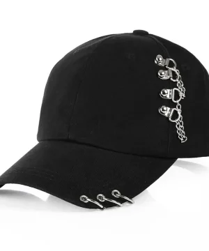 Gothic-Mütze mit Metallringen