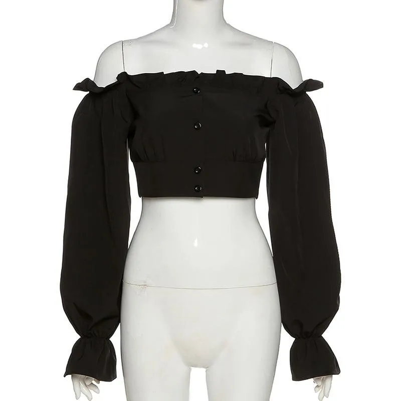 Gothic Bluse Schulterfrei – Bild 2