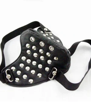 Gothic-Nietenmaske aus schwarzem PU