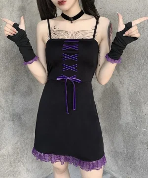 Gothic Kleid Schwarz und Lila