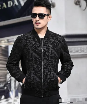 Gothic Lederjacke mit Blumenmuster