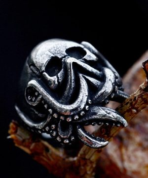 Punk-Oktopus-Totenkopf-Ring für Herren - Gothic Shop