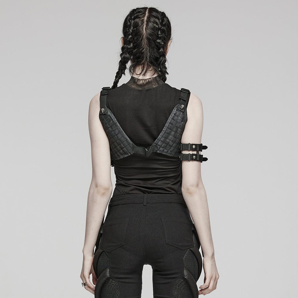 Totenkopf-Geschirr im Punk-Militärstil für Damen mit Taschen - Gothic Shop