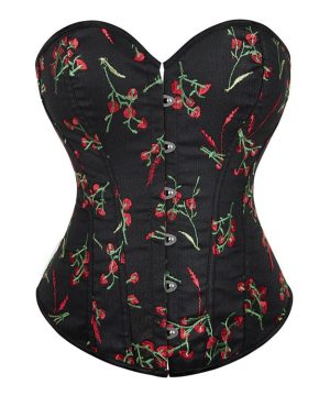 Damen-Vollbrustkorsett mit Grunge-Blumenstickerei - Gothic Shop