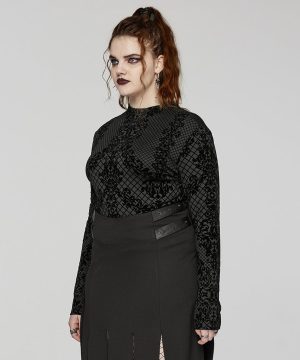 Damen-Gothic-Hemd mit Beflockung in Übergröße - Gothic Shop