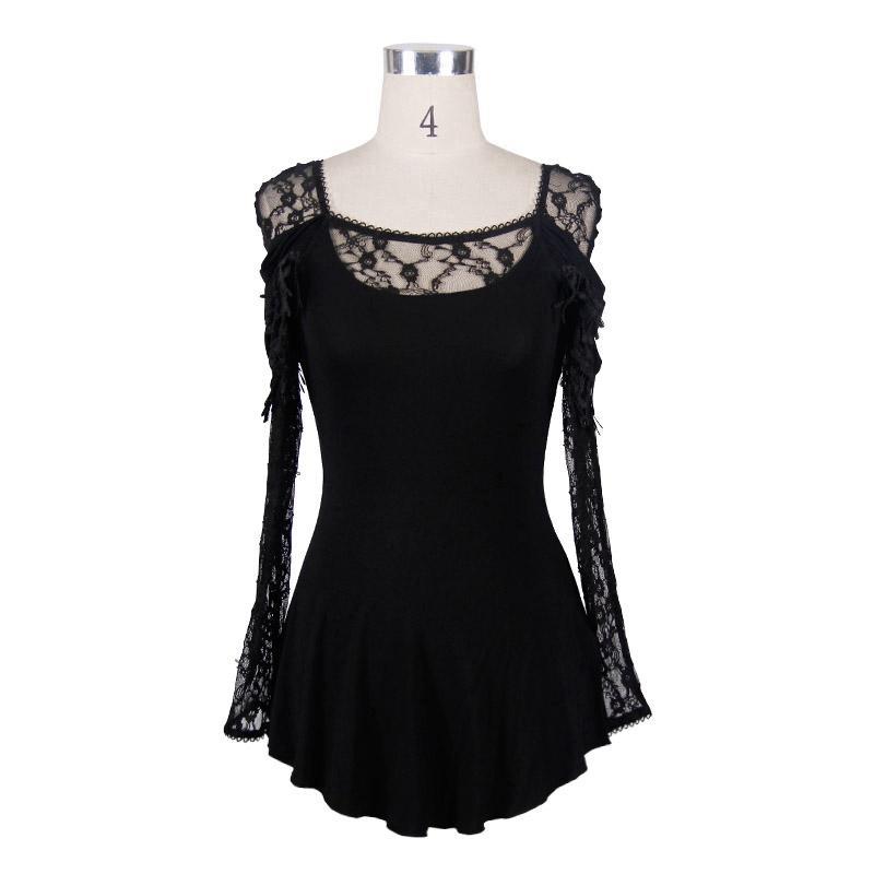 Aline-Tops für Damen mit Spitze und Quasten - Gothic Shop