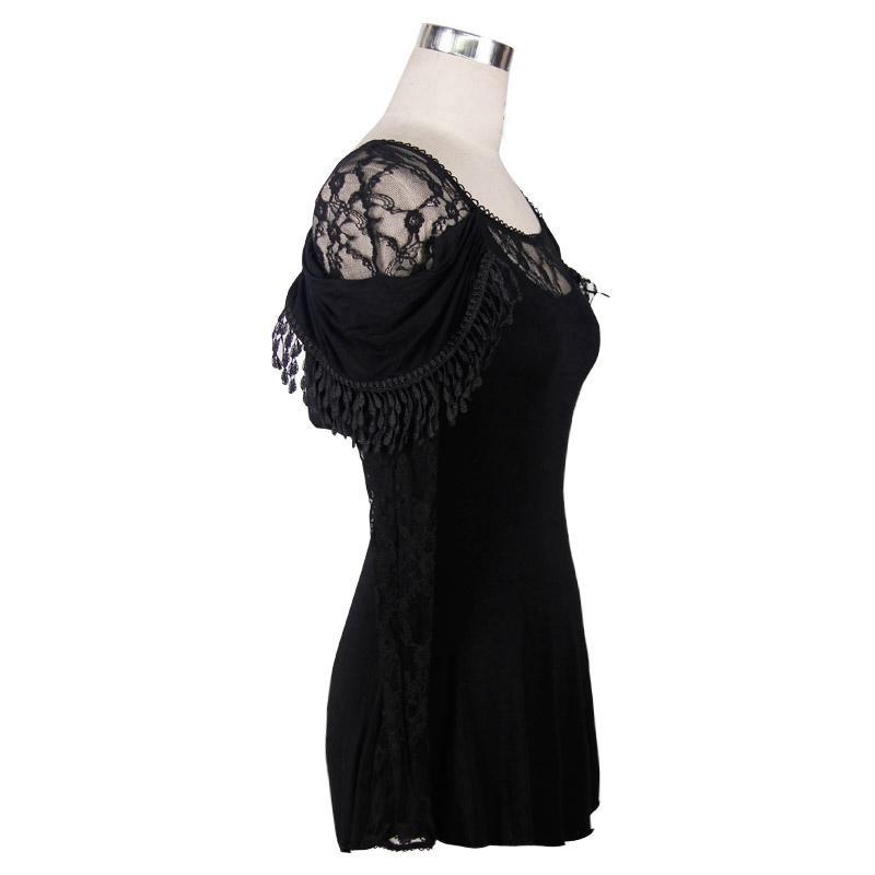 Aline-Tops für Damen mit Spitze und Quasten - Gothic Shop
