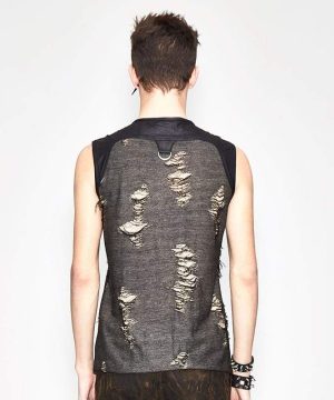 Ärmelloses Grunge-Oberteil für Herren - Gothic Shop
