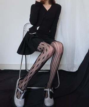 Asymmetrische Punk-Spitzenstrümpfe für Damen - Gothic Shop